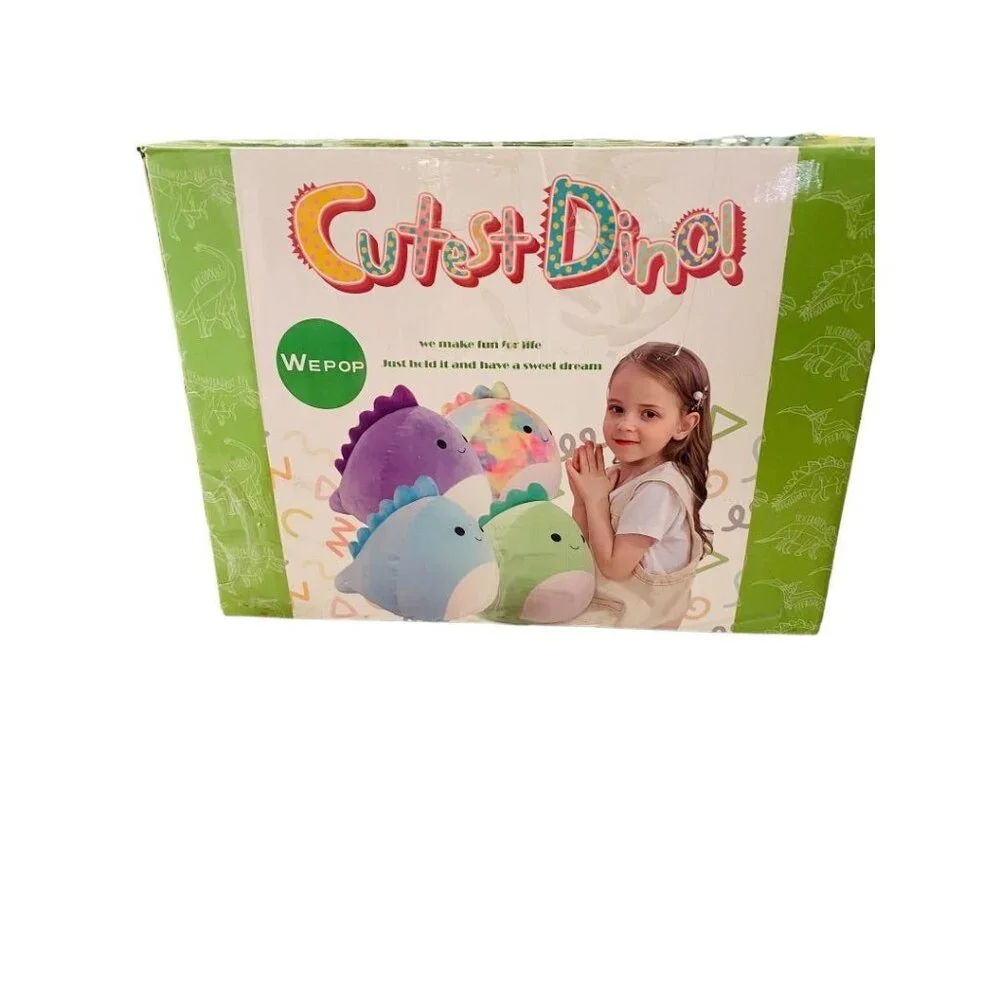WePop 20 in Dino Pillow Blue New in Box 100% Cotton